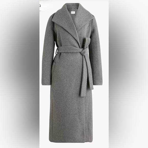 NEW J Crew Factory Grey Belted Wrap Coat Size 6 - Picture 9 of 10